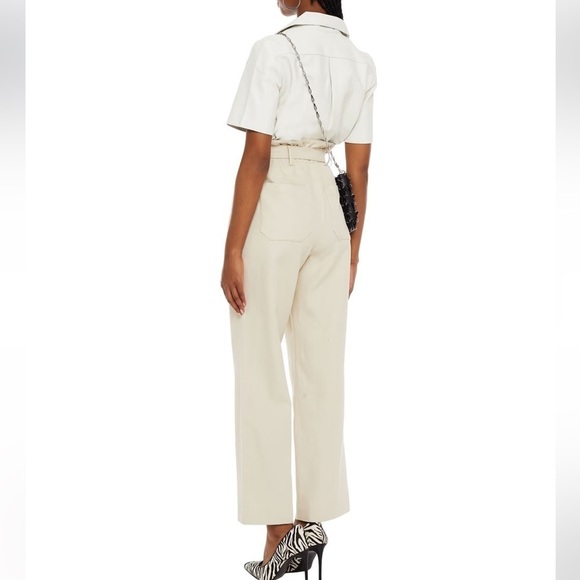 BA&SH ANDREA BELTED COTTON LINEN-BLEND TWILL STRAIGHT LEG PANTS - Picture 3 of 10